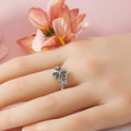Ring with Green Zircon Hearts Three-Leaf Clover
