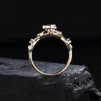 Ring with Gold Crescent Moon and Zircon