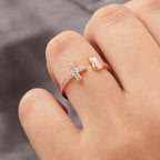 Ring with Cross for Women Gold & Silver Silver