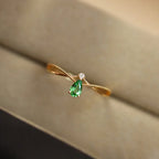 Ring with Water Drop Stone and Zircon