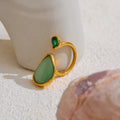 Ring with Natural Stone Water Drop and Zircon
