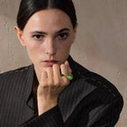 Ring with Natural Stone Water Drop and Zircon