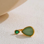Ring with Natural Stone Water Drop and Zircon