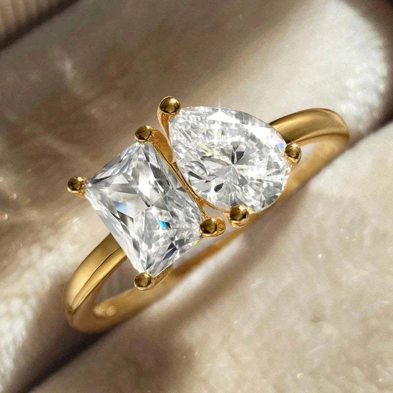 Ring with Gold Zircon Water Drop