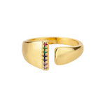 Wide Personalized Ring with Rainbow Initial i