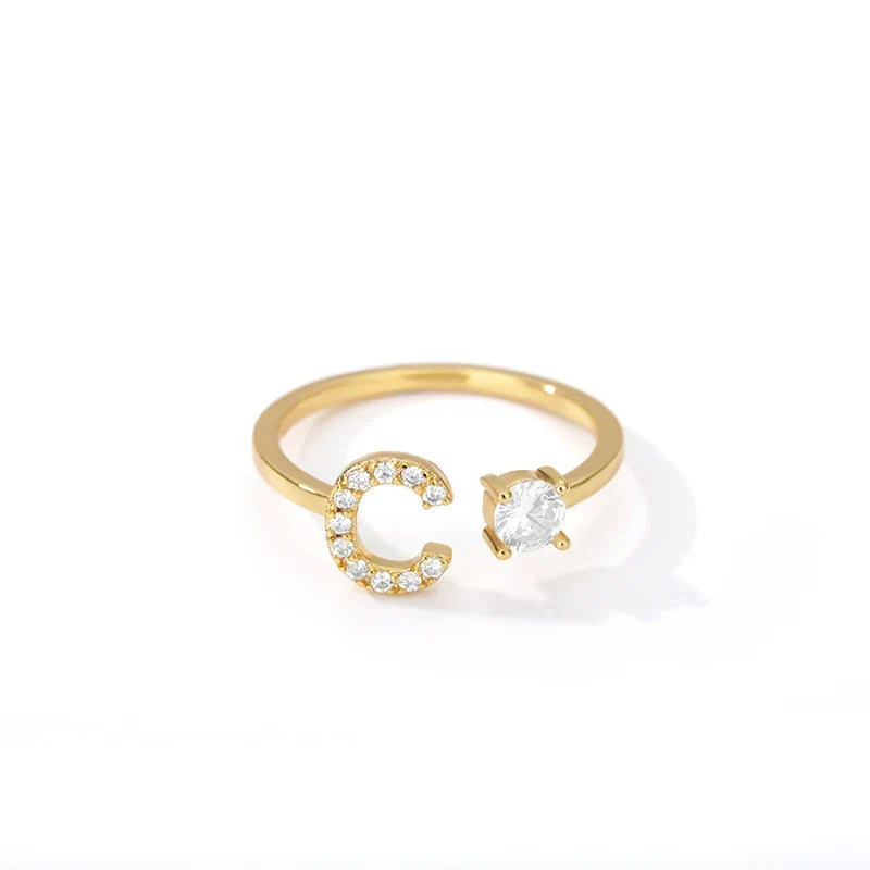 Personalized ring with initial c