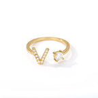 Personalized ring with initial v