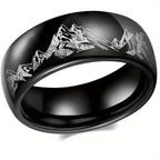 Ring with Mountains for Men black