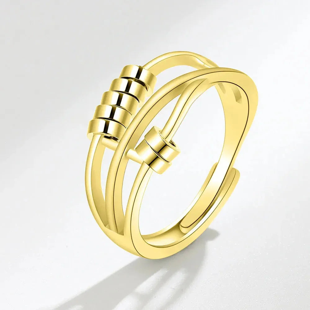 Ring with Rotating Beads against Anxiety for Women gold