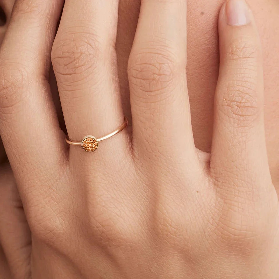 Ring with small round birthstones for women