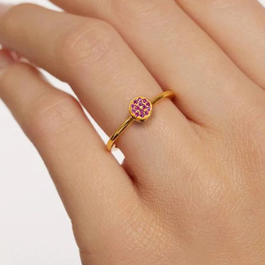 Ring with small round birthstones for women July
