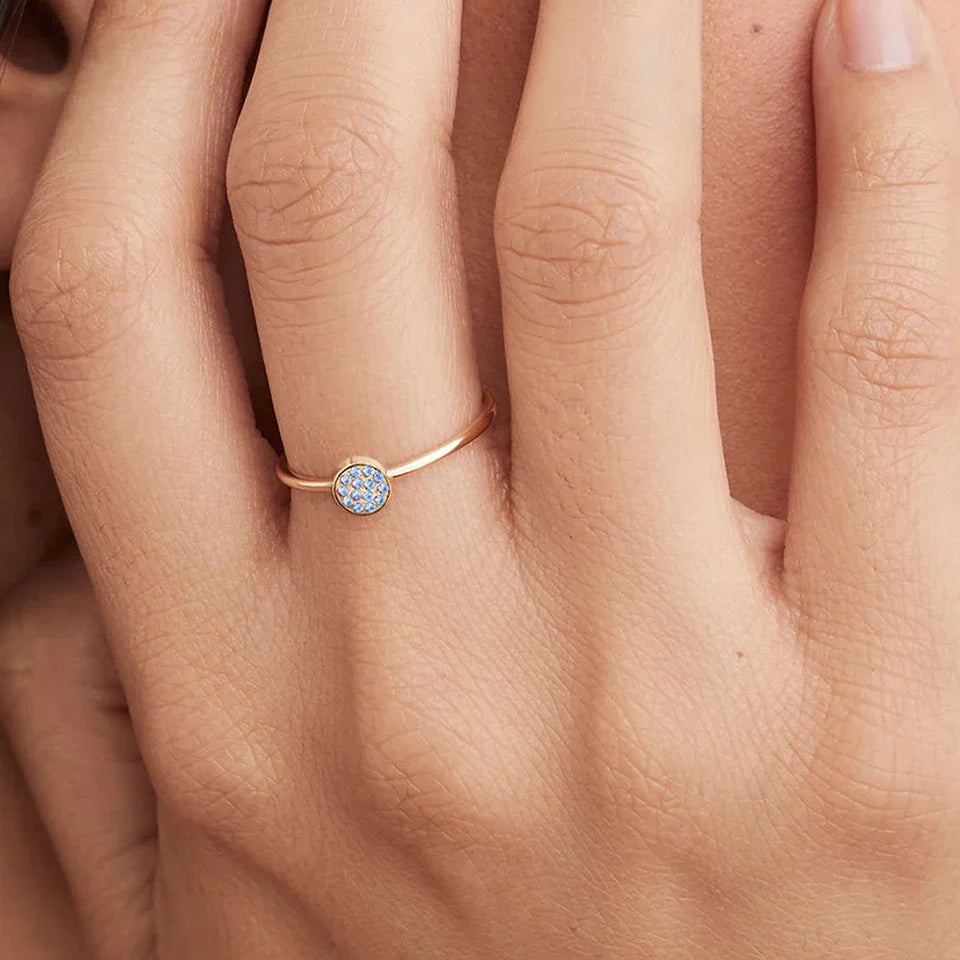 Ring with small round birthstones for women