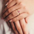 Ring with small round birthstones for women