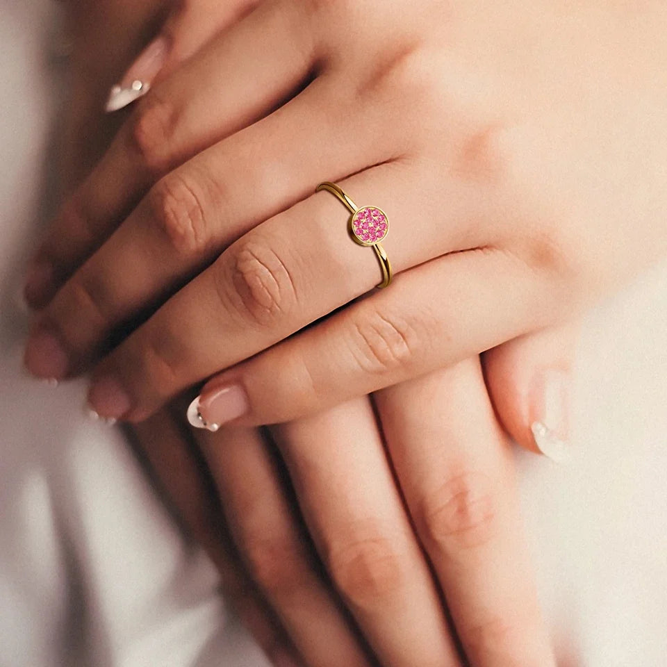 Ring with small round birthstones for women