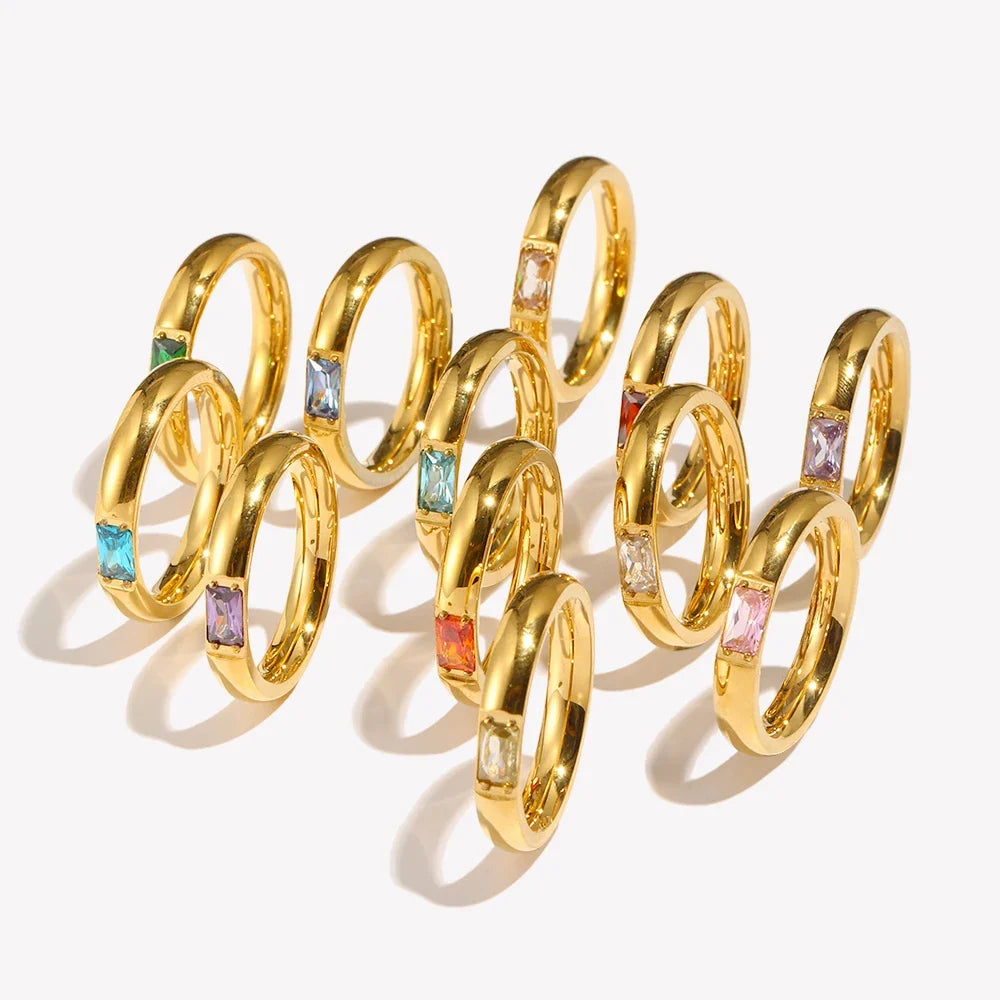 Birthstone ring with set stone for women