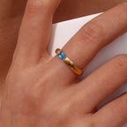 Birthstone ring with set stone for women December