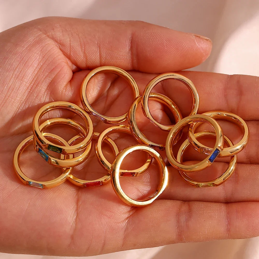 Birthstone ring with set stone for women
