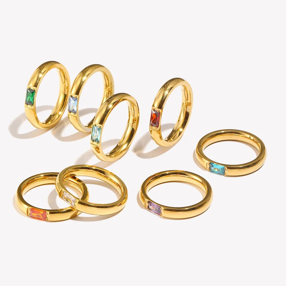 Birthstone ring with set stone for women