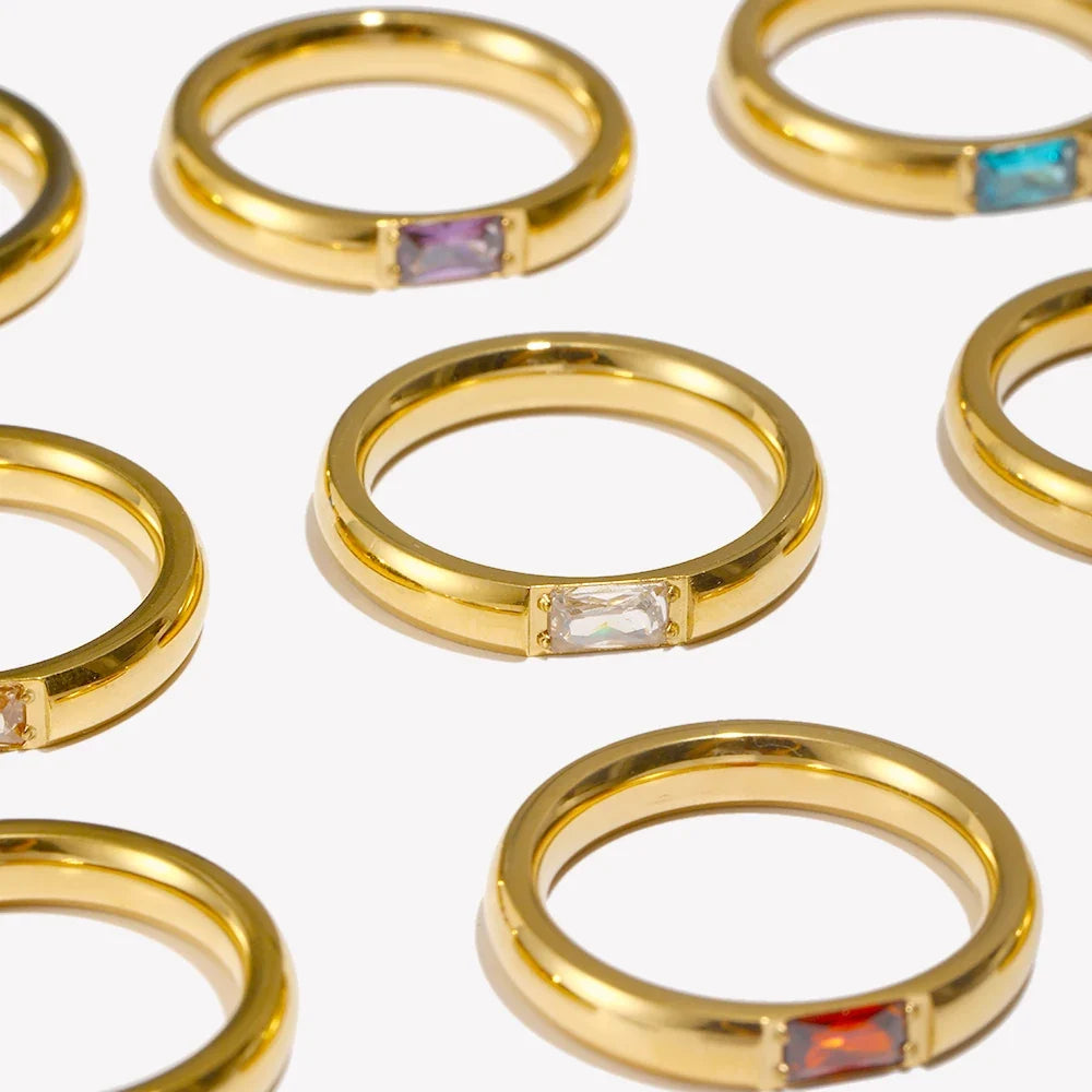 Birthstone ring with set stone for women