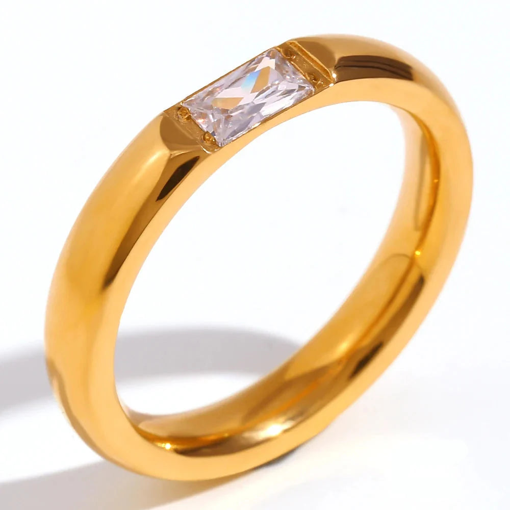 Birthstone ring with set stone for women April