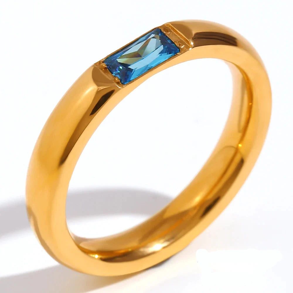 Birthstone ring with set stone for women December