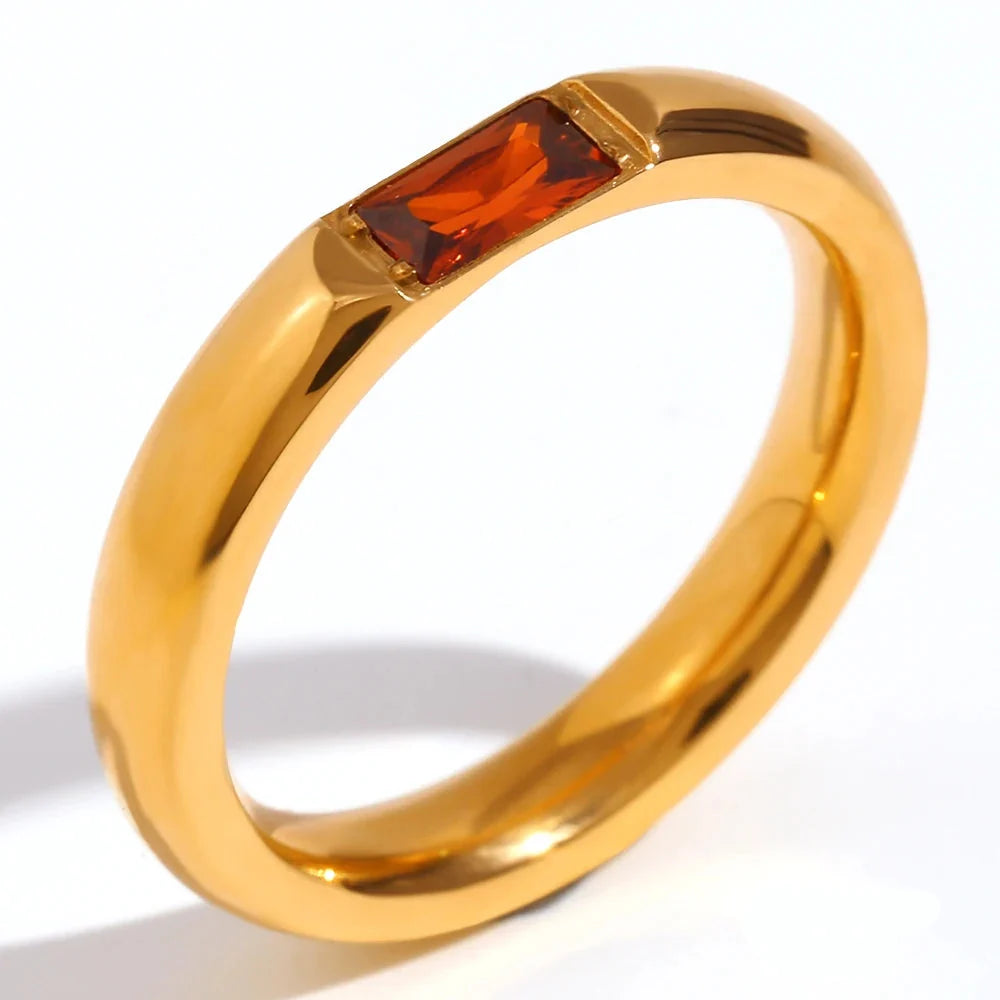Birthstone ring with set stone for women January