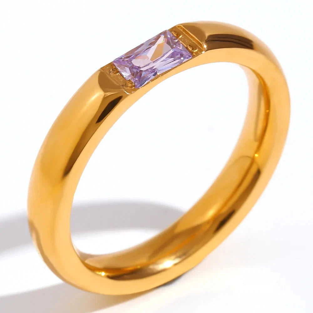 Birthstone ring with set stone for women June