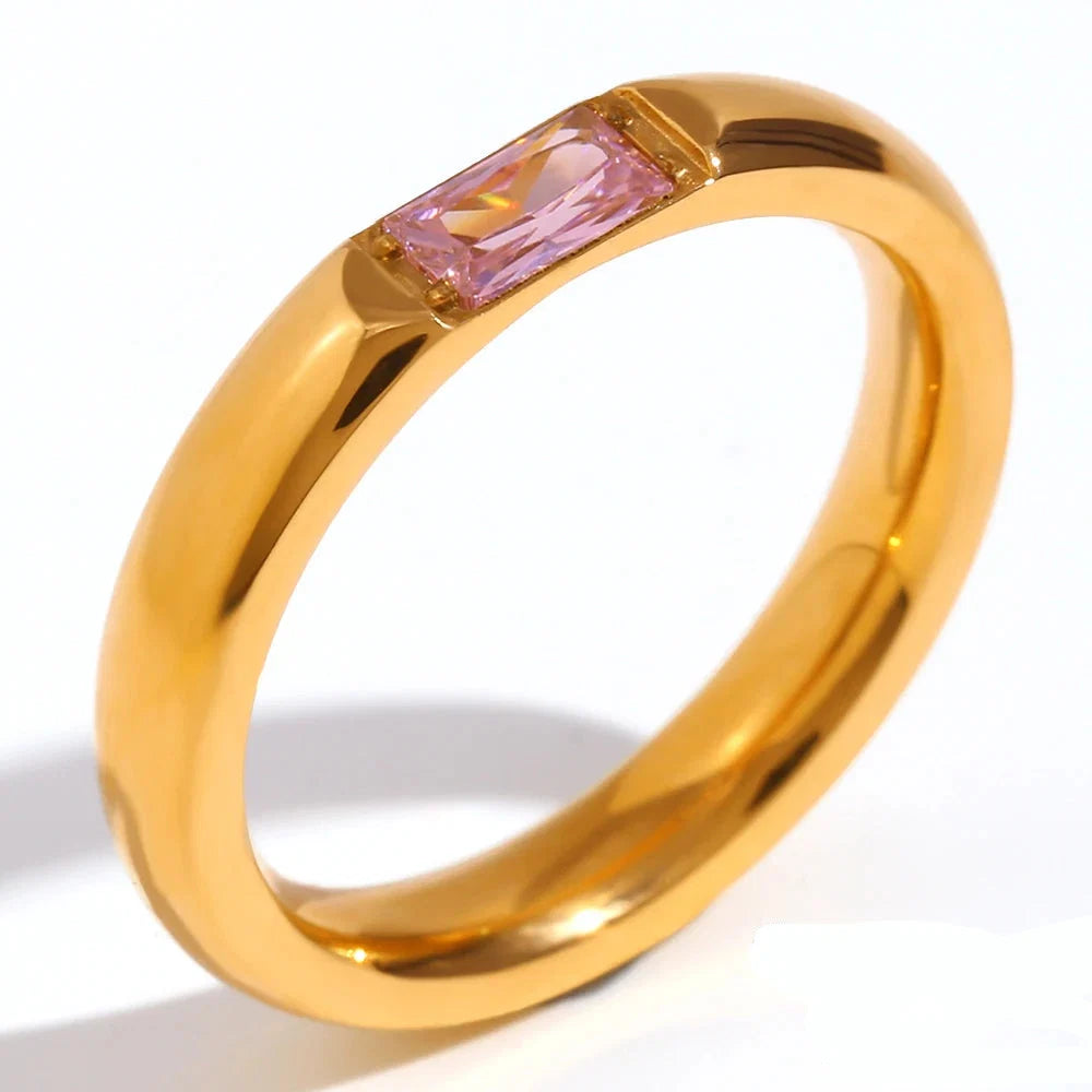 Birthstone ring with set stone for women October