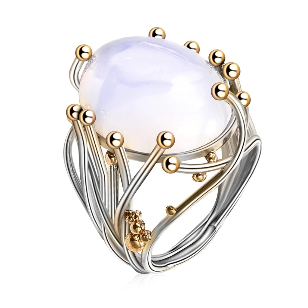 Ring with Natural Stone Moonstone