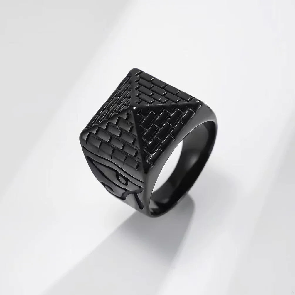 Ring with black Egyptian Pyramid