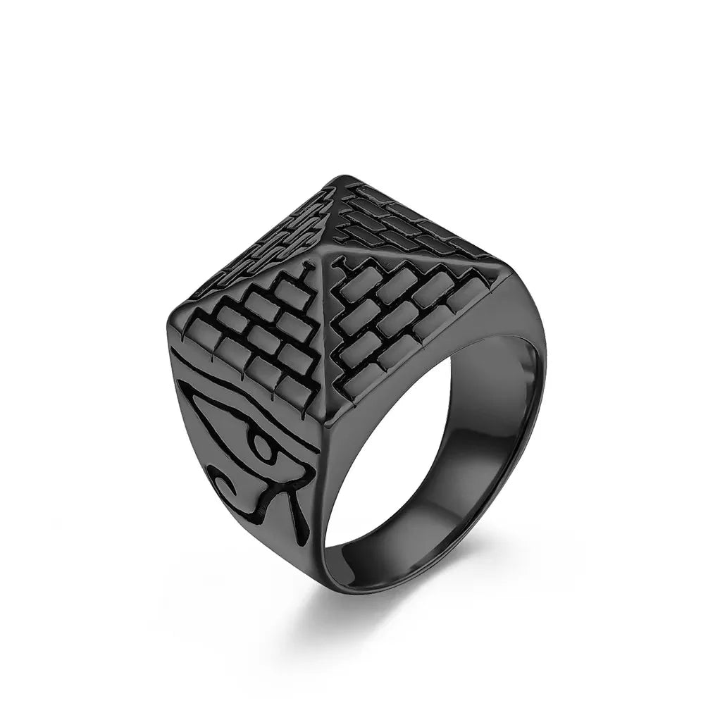 Ring with black Egyptian Pyramid