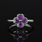 Ring with 4-Leaf Clover in Amethyst Stone