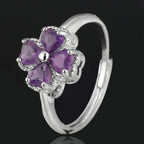 Ring with 4-Leaf Clover in Amethyst Stone