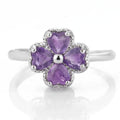 Ring with 4-Leaf Clover in Amethyst Stone