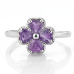 Ring with 4-Leaf Clover in Amethyst Stone