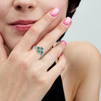Ring with Four-Leaf Clover in Green Zircon
