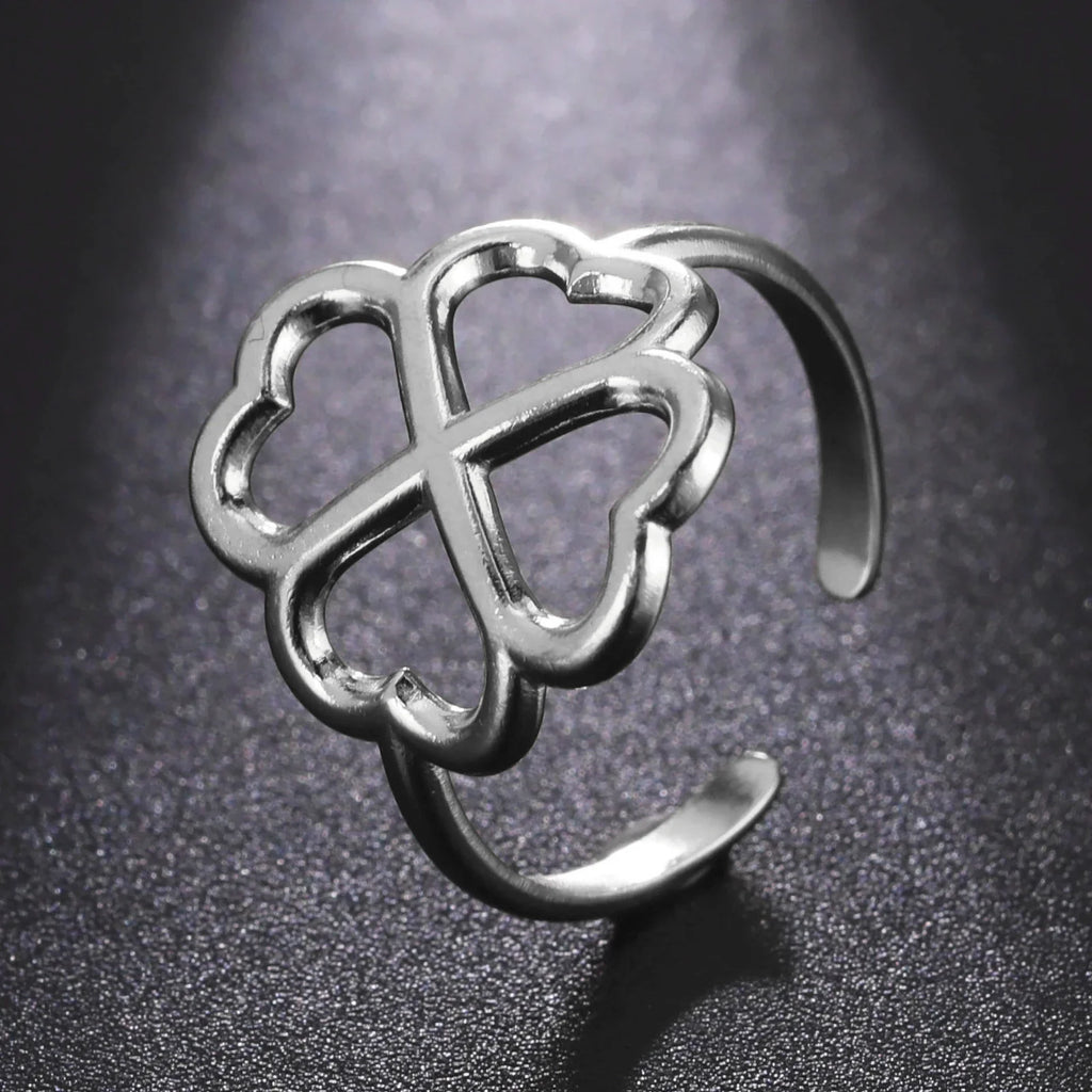 Ring with 4-Leaf Clover for Women silver
