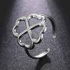 Ring with 4-Leaf Clover for Women silver