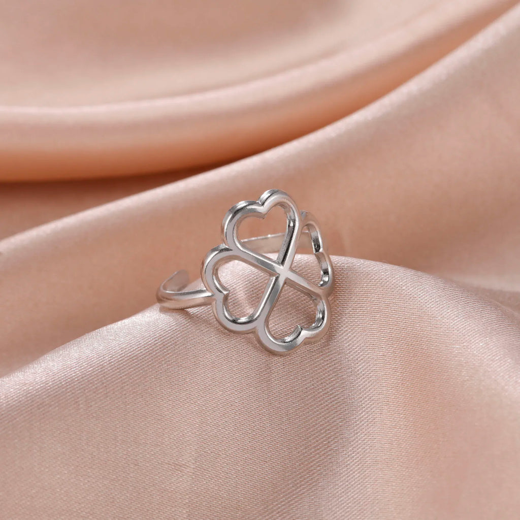 Ring with 4-Leaf Clover for Women silver