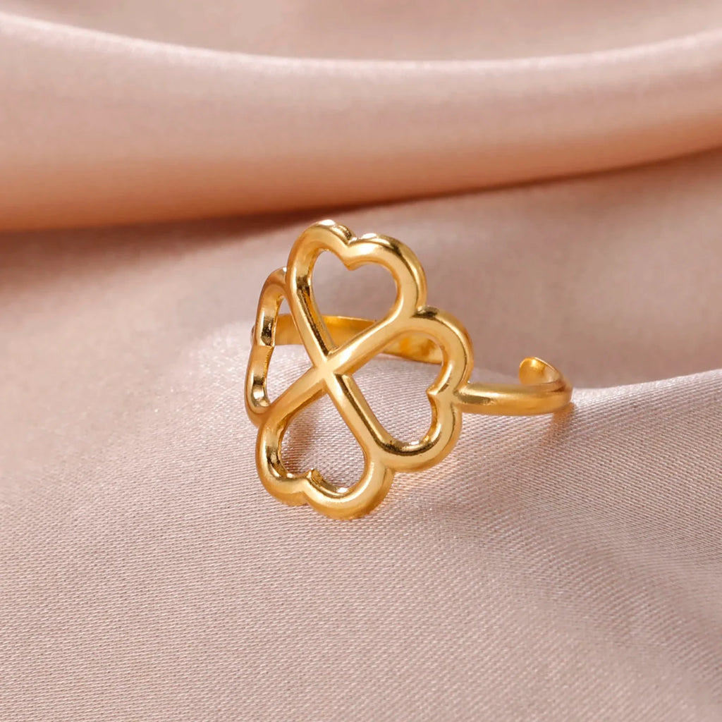 Ring with 4-Leaf Clover for Women gold