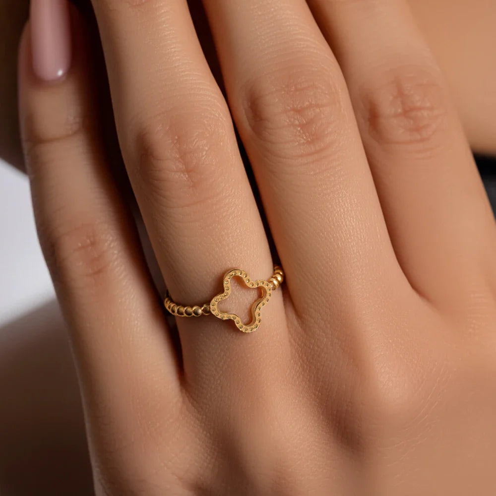 Ring with 4-Leaf Clover for Women gold