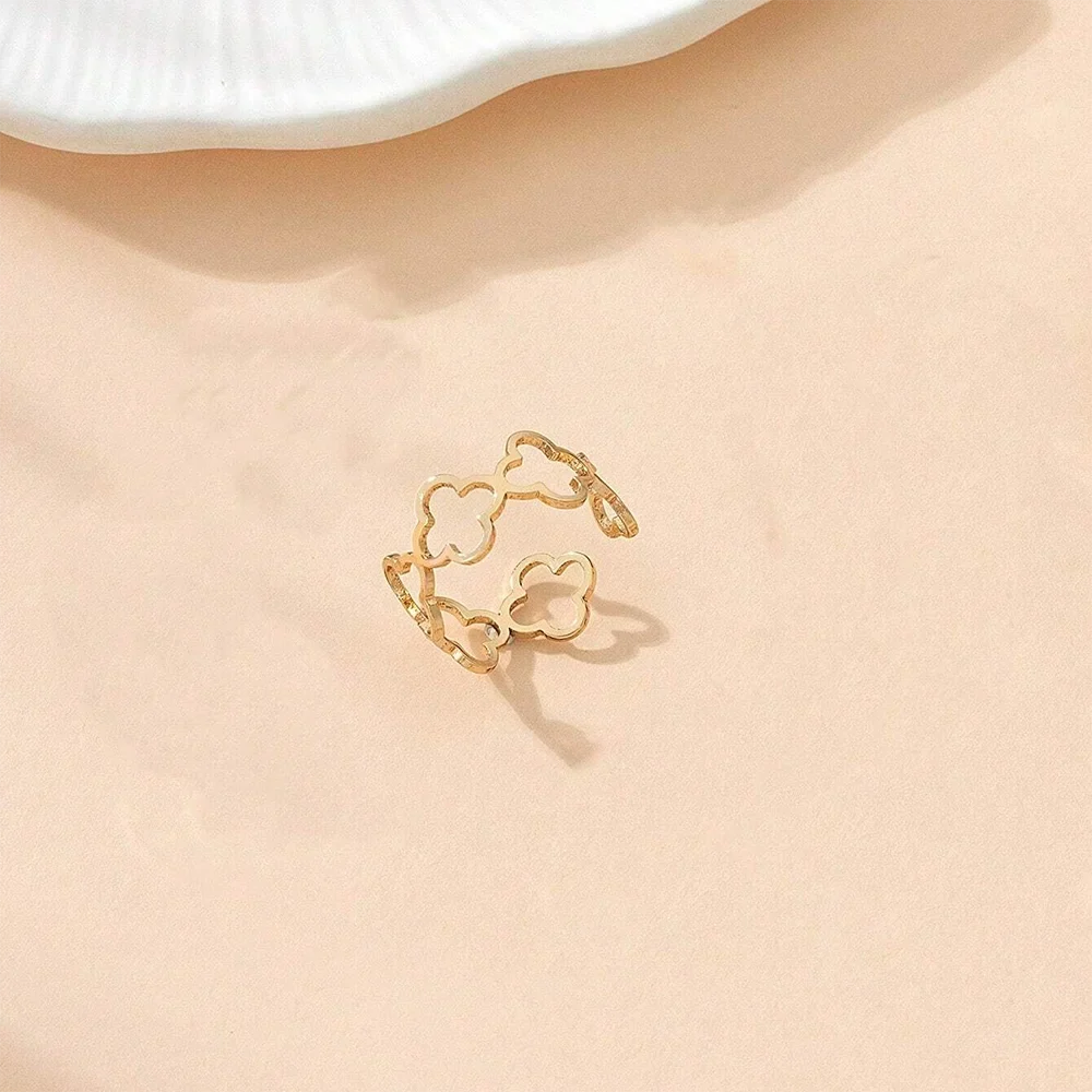 Ring with Four-Leaf Clover Lucky Charm gold