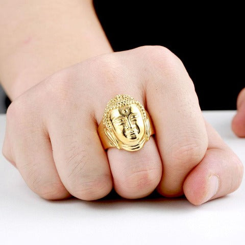 Silver Gold Buddha Ring