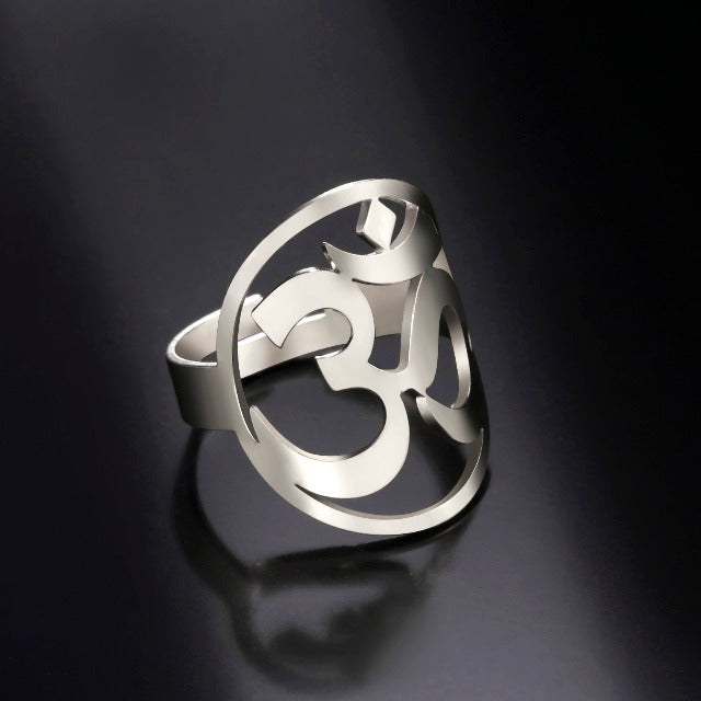 Buddhist Om Tibetan Ring Signet Ring Men Women Silver