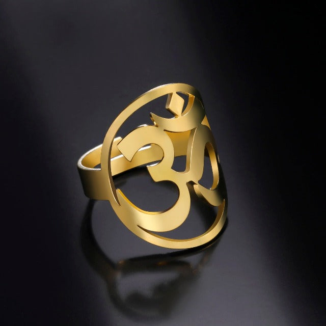 Buddhist Om Tibetan Ring Signet Ring Men Women Gold