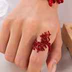 Red coral branch ring