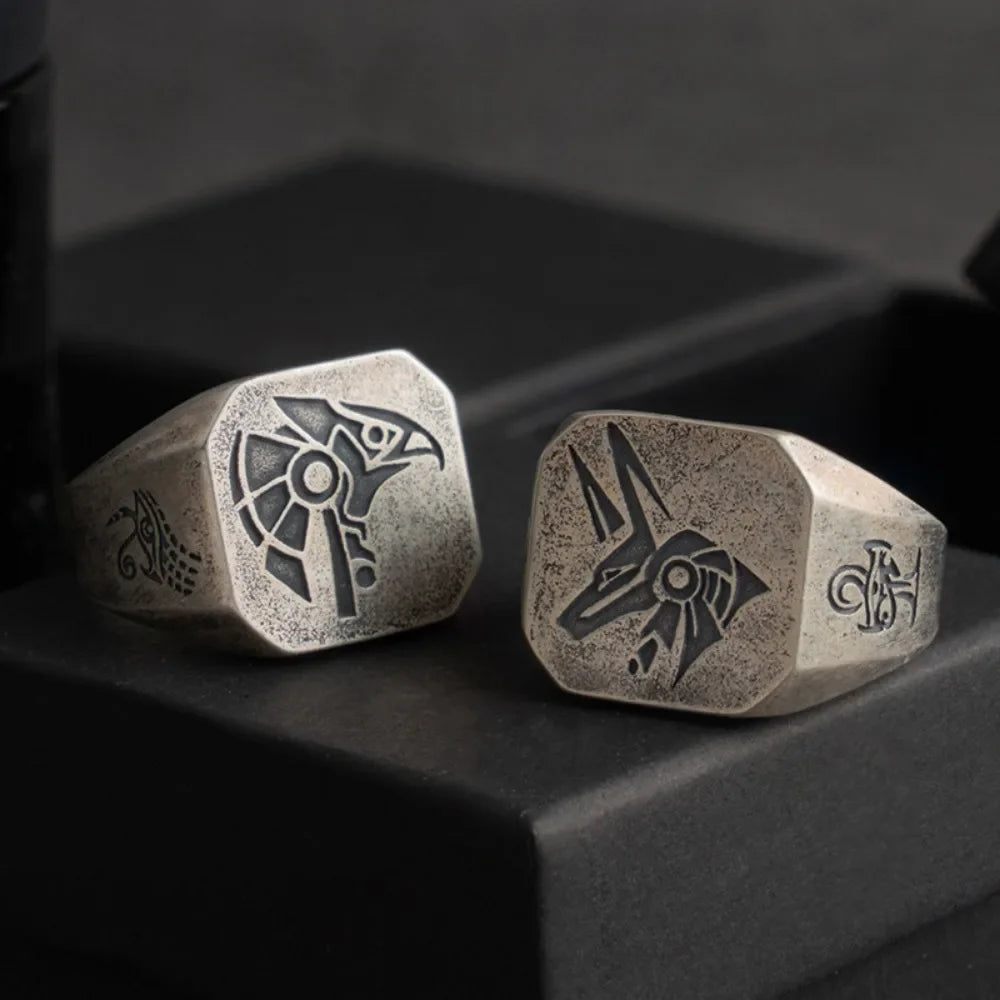 Square Ring in Egyptian Style Eye of Horus