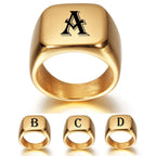 Wide men's ring personalized with initial