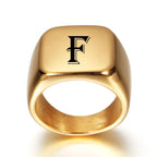 Wide men's ring personalized with initial f
