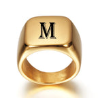 Wide men's ring personalized with initial m